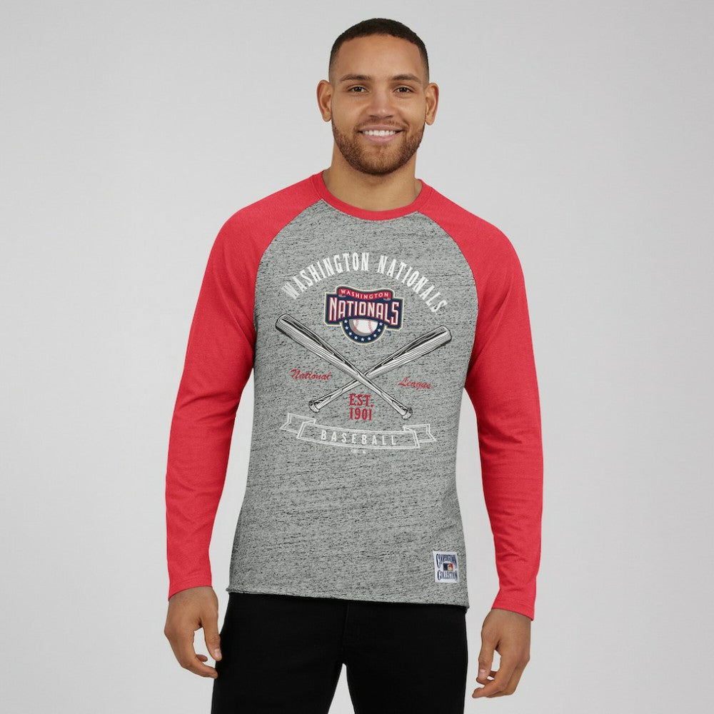 Washington Nationals Darius Rucker Collection by Fanatics Raw Edge Raglan Long Sleeve Baseball T-Shirt | MLB New