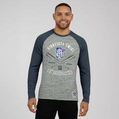 Minnesota Twins Darius Rucker Collection by Fanatics Raw Edge Raglan Long Sleeve Baseball T-Shirt | MLB Sale