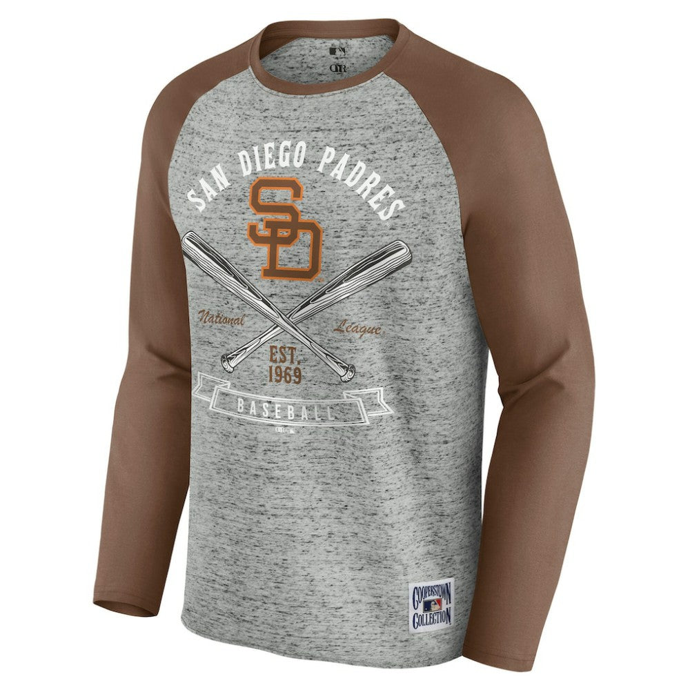 San Diego Padres Darius Rucker Collection by Fanatics Raw Edge Raglan Long Sleeve Baseball T-Shirt | MLB Shop