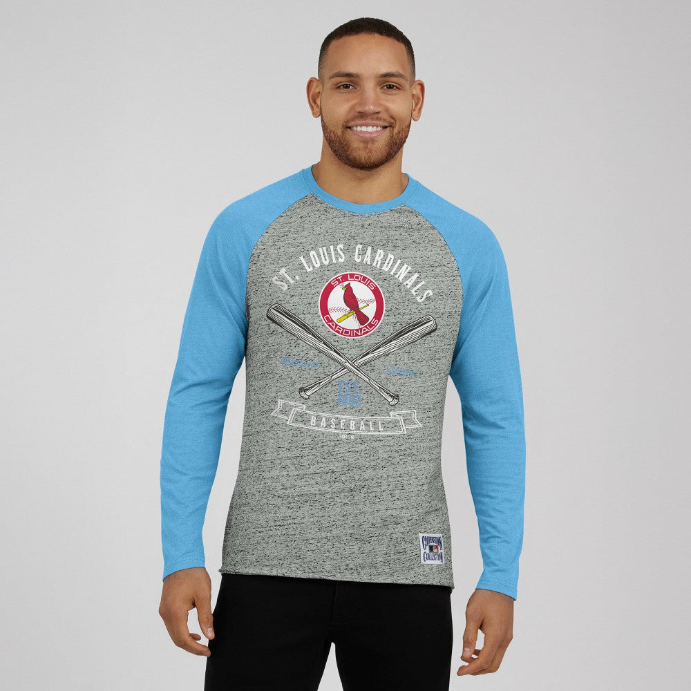 St. Louis Cardinals Darius Rucker Collection by Fanatics Raw Edge Raglan Long Sleeve Baseball T-Shirt | MLB Online
