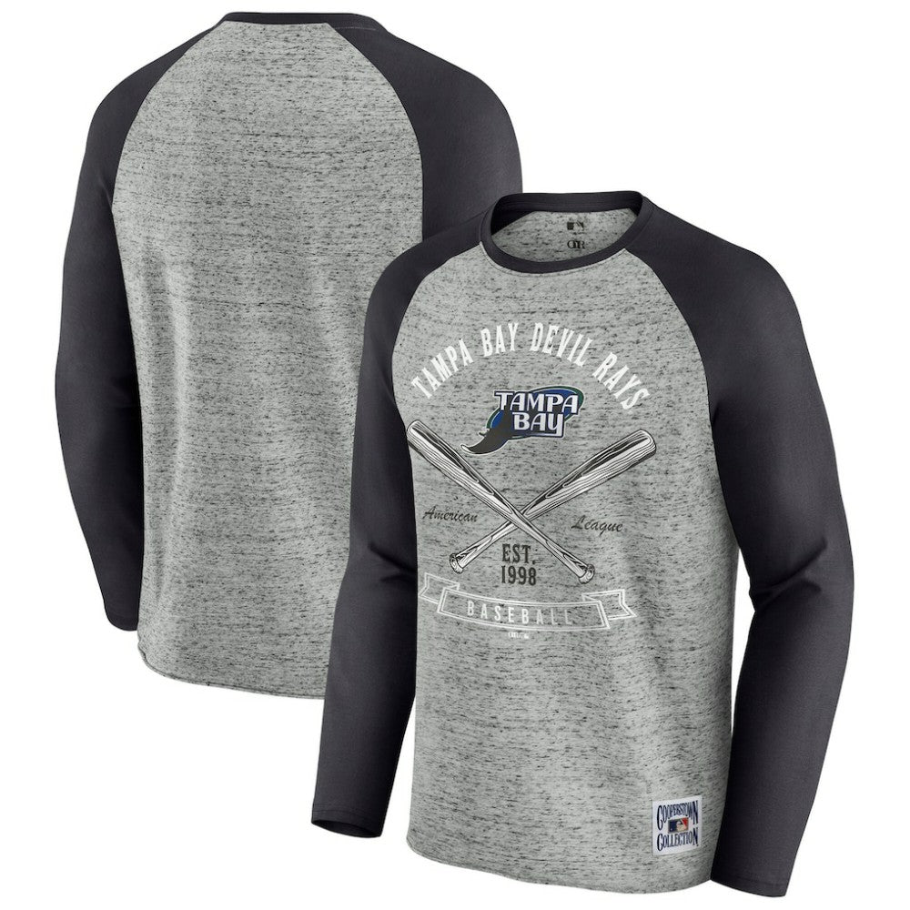 Tampa Bay Rays Darius Rucker Collection by Fanatics Raw Edge Raglan Long Sleeve Baseball T-Shirt | MLB Outlet