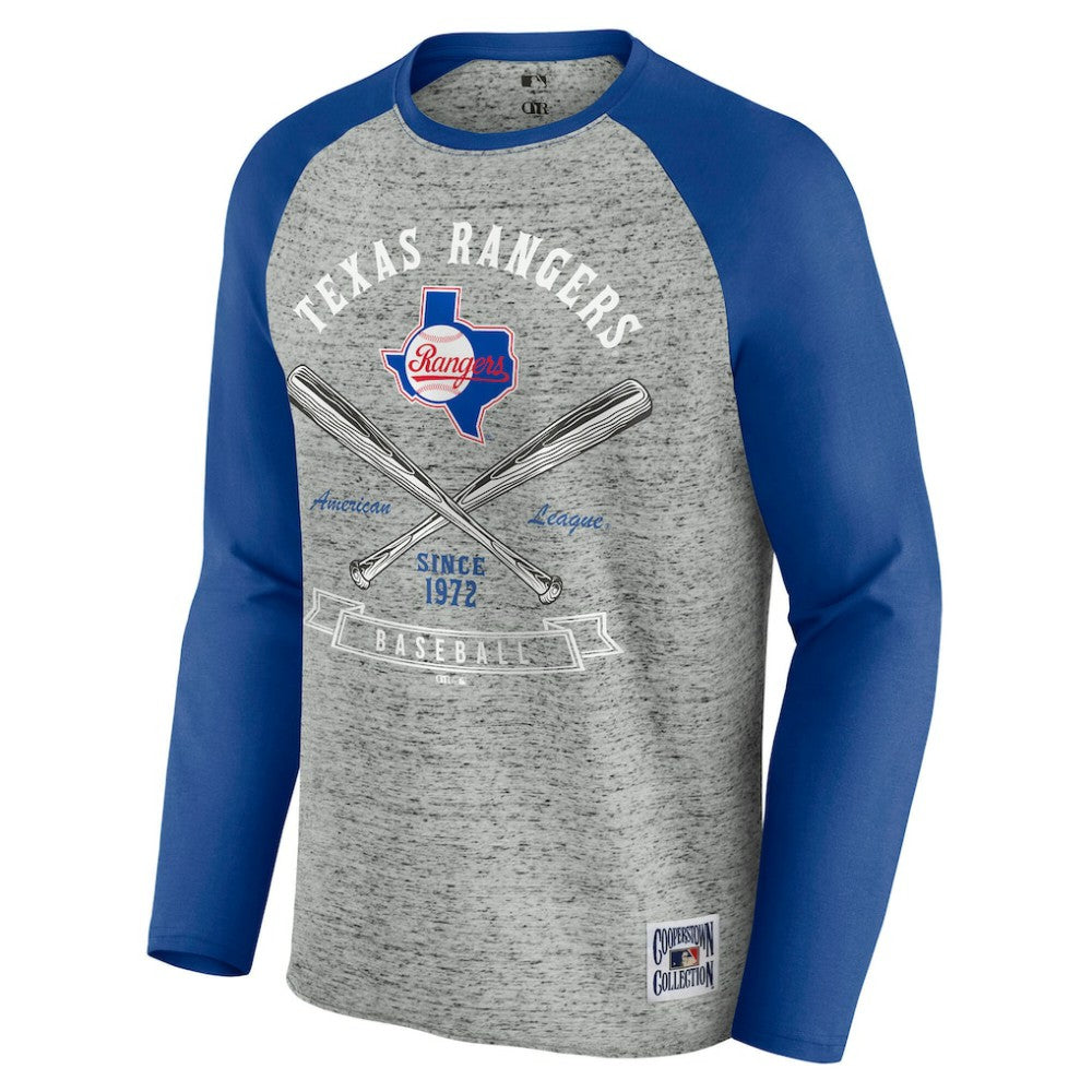 Texas Rangers Darius Rucker Collection by Fanatics Raw Edge Raglan Long Sleeve Baseball T-Shirt | MLB Shop