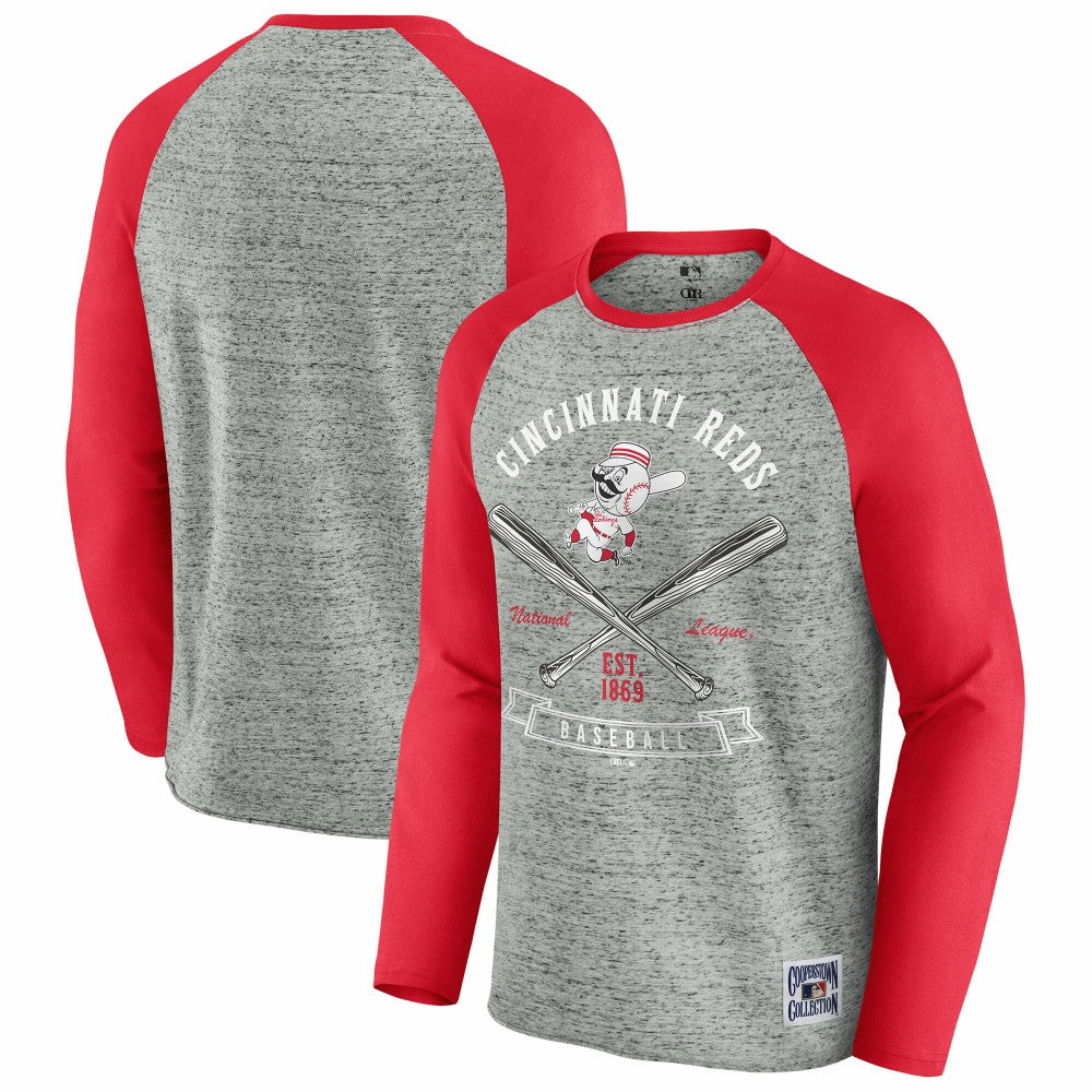 Cincinnati Reds Darius Rucker Collection by Fanatics Raw Edge Raglan Long Sleeve Baseball T-Shirt | MLB On Sale