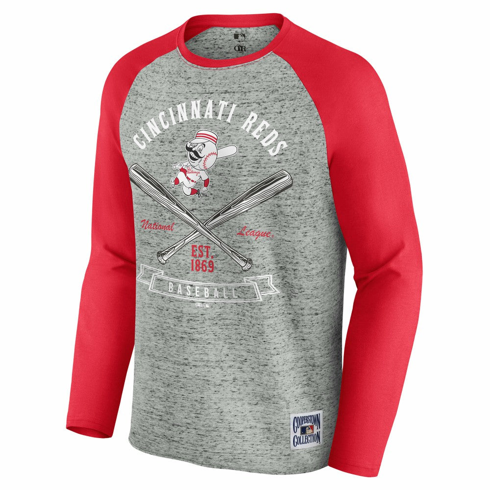 Cincinnati Reds Darius Rucker Collection by Fanatics Raw Edge Raglan Long Sleeve Baseball T-Shirt | MLB On Sale