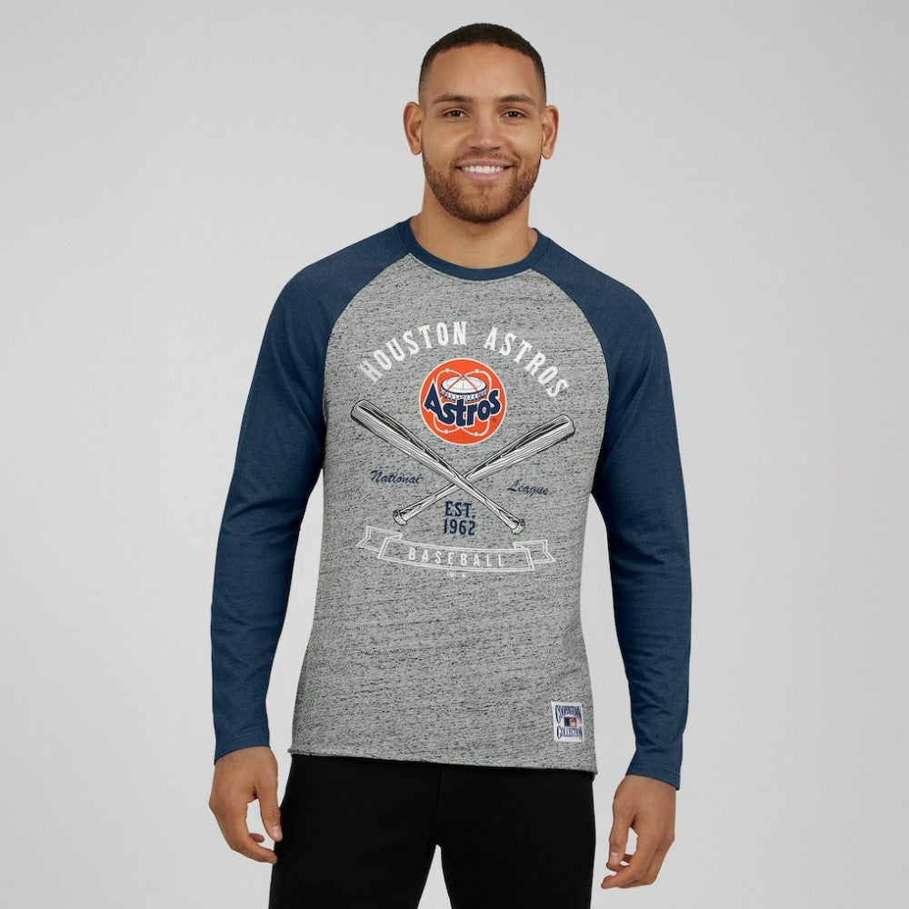 Houston Astros Darius Rucker Collection by Fanatics Raw Edge Raglan Long Sleeve Baseball T-Shirt | MLB US