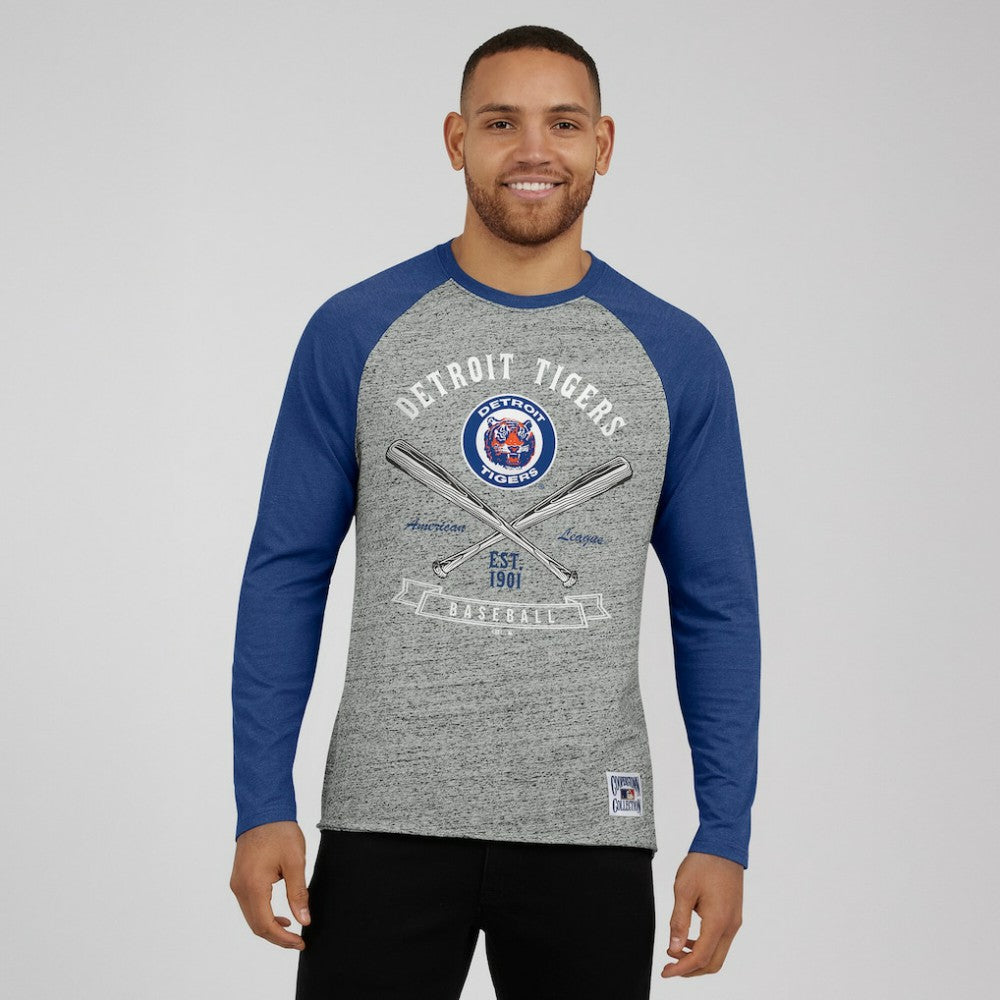 Detroit Tigers Darius Rucker Collection by Fanatics Raw Edge Raglan Long Sleeve Baseball T-Shirt | MLB Near me