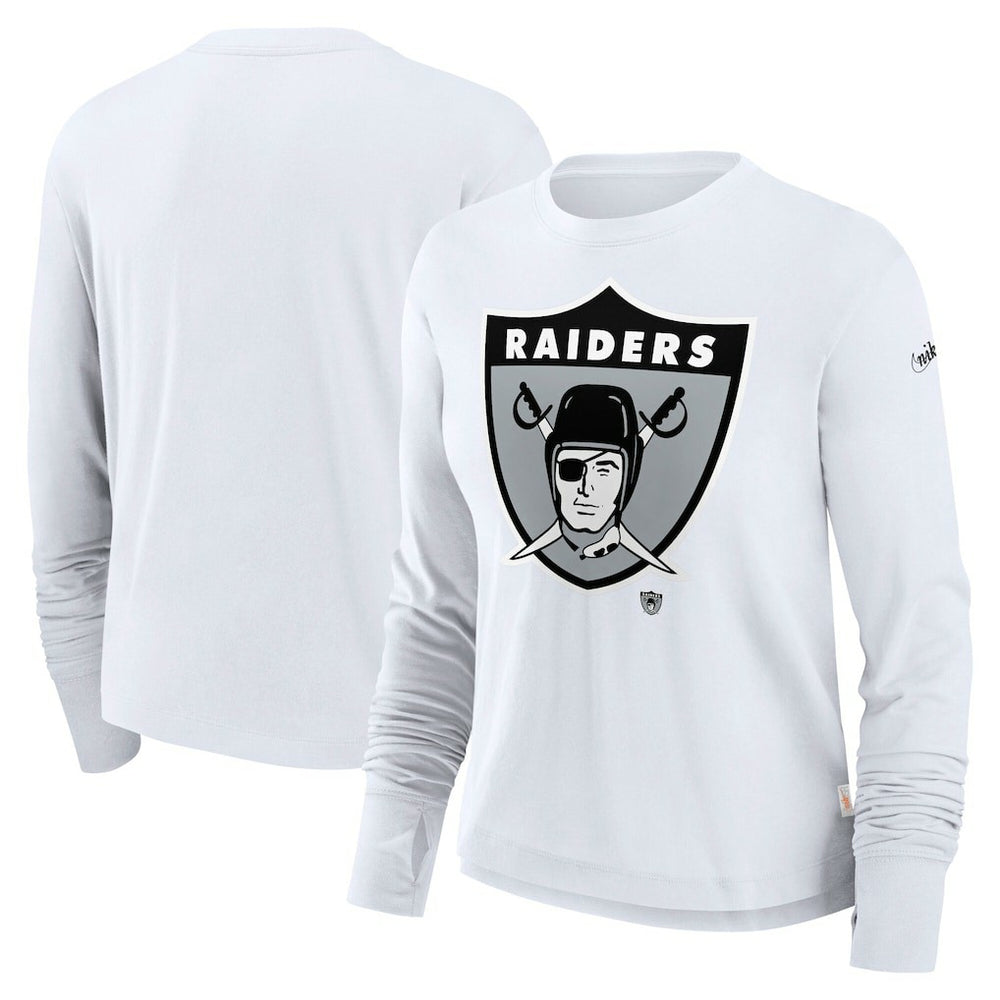 Las Vegas Raiders Nike Women's Large Logo Cropped Long Sleeve Fashion T-Shirt