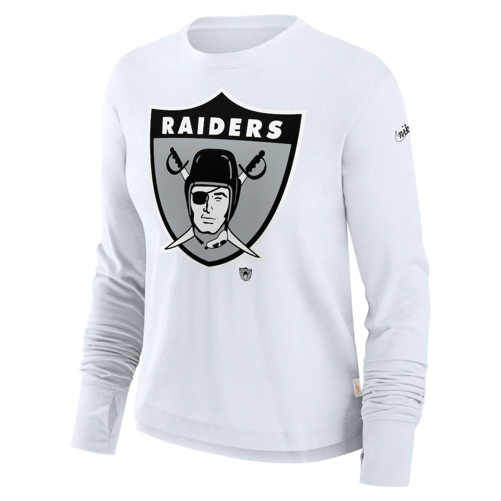 Las Vegas Raiders Nike Women's Large Logo Cropped Long Sleeve Fashion T-Shirt