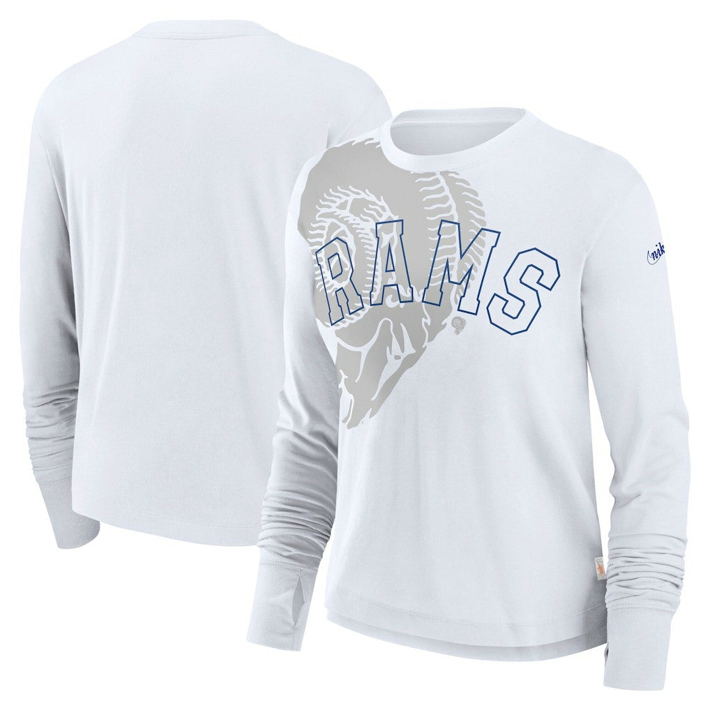 Los Angeles Rams Nike Women's Layered Logo Cropped Long Sleeve Fashion T-Shirt