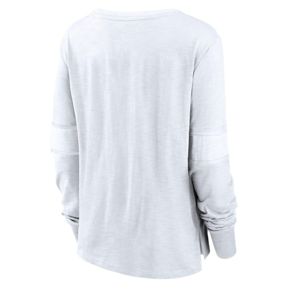 Seattle Kraken Fanatics Women's White Out Lace-Up Fashion Long Sleeve T-Shirt For Sale