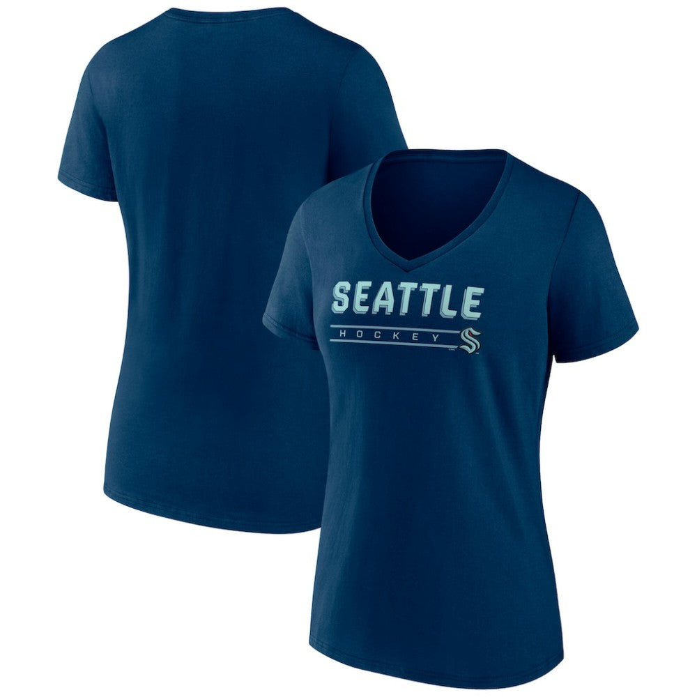 Seattle Kraken Fanatics Women's V-Neck T-Shirt Outlet