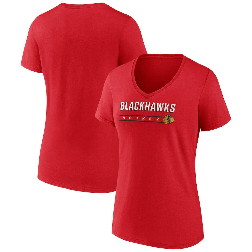 Chicago Blackhawks Fanatics Women's V-Neck T-Shirt On Sale