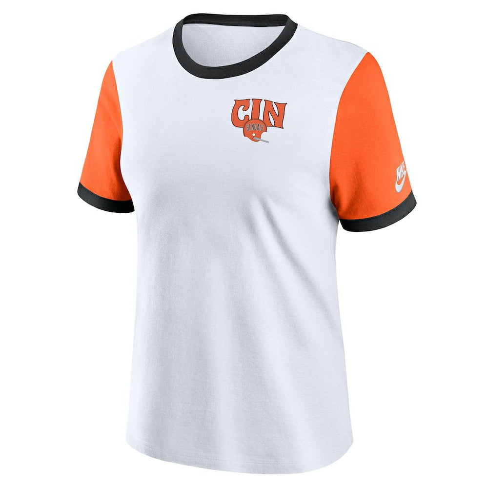 Cincinnati Bengals Nike Women's Rewind Ringer Tri-Blend T-Shirt