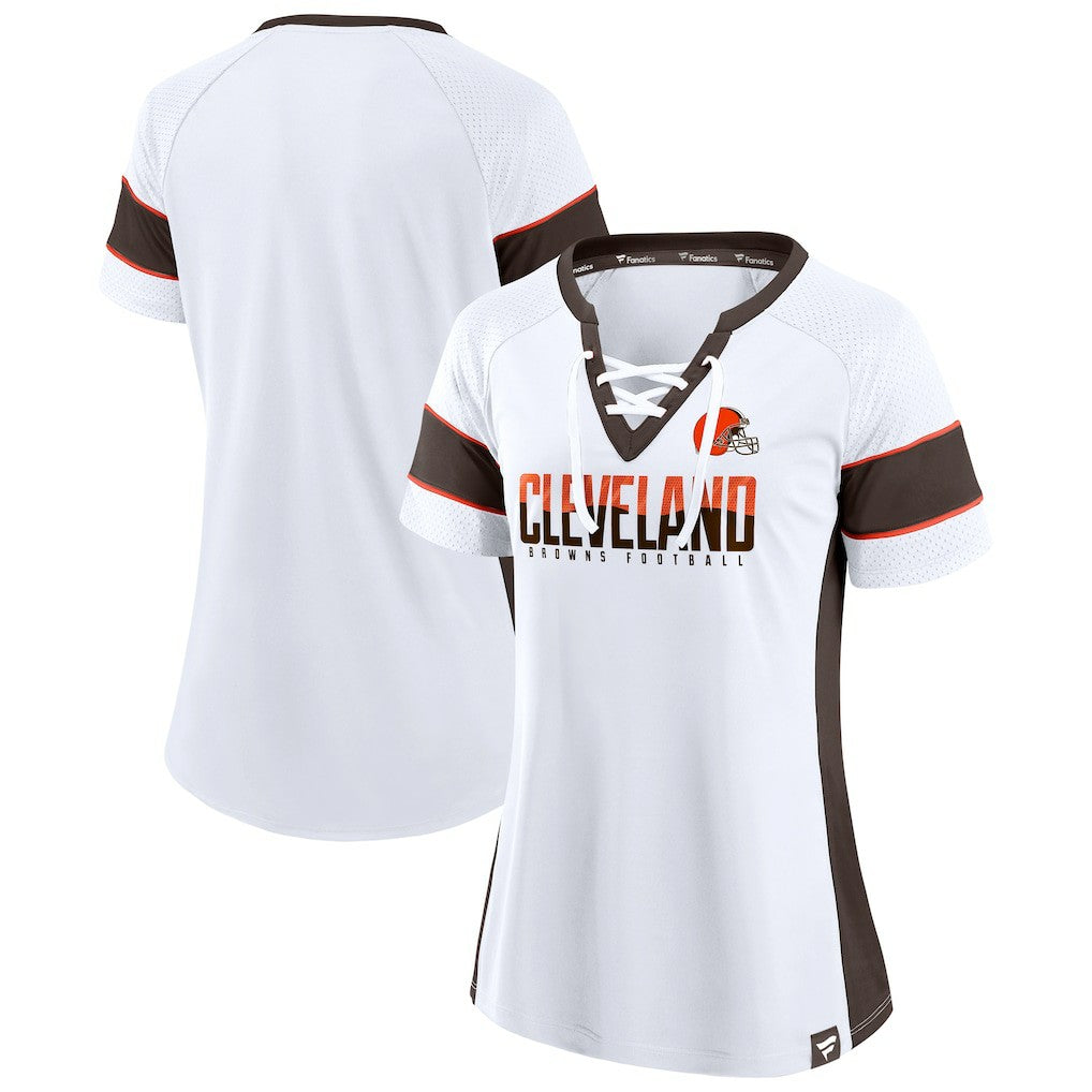Cleveland Browns Fanatics Women's Athena Lace-Up V-Neck T-Shirt