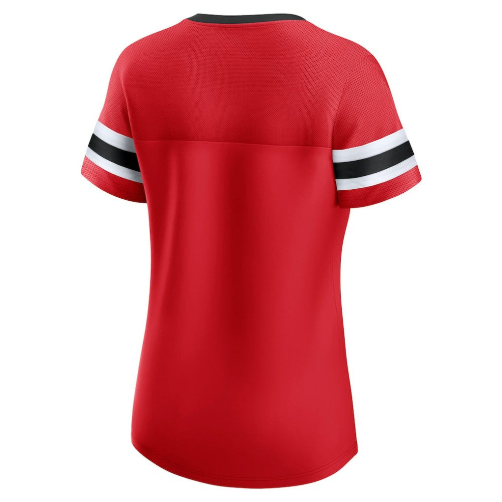 Chicago Blackhawks Fanatics Women's Iconic Athena Lace-Up T-Shirt Outlet