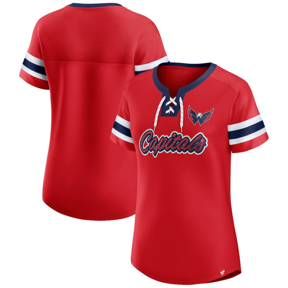 Washington Capitals Fanatics Women's Iconic Athena Lace-Up T-Shirt Online