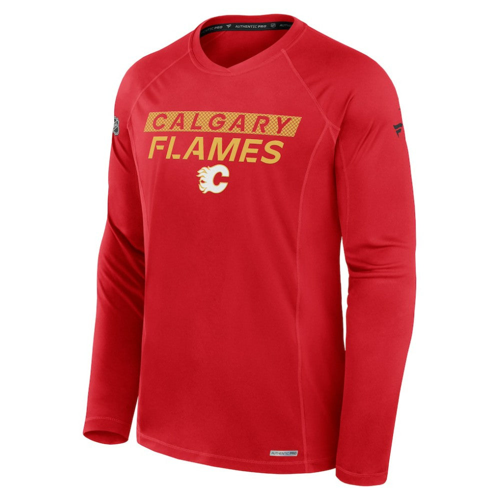 Calgary Flames Fanatics Authentic Pro Rink Tech Raglan Long Sleeve T-Shirt Outlet