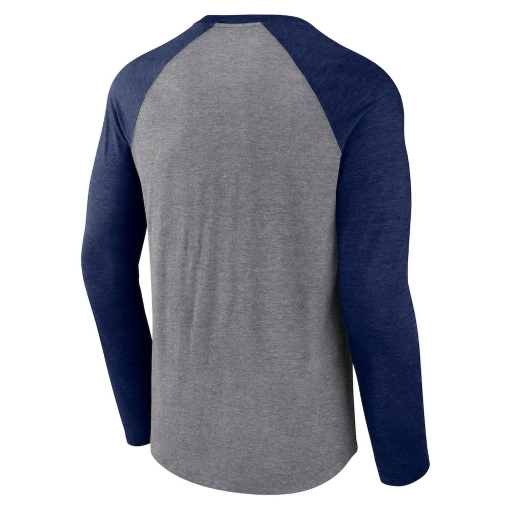 Seattle Kraken Fanatics Goal Crease Raglan Tri-Blend Long Sleeve T-Shirt For Sale