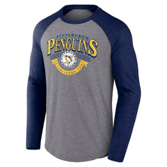 Pittsburgh Penguins Fanatics Goal Crease Raglan Tri-Blend Long Sleeve T-Shirt Outlet