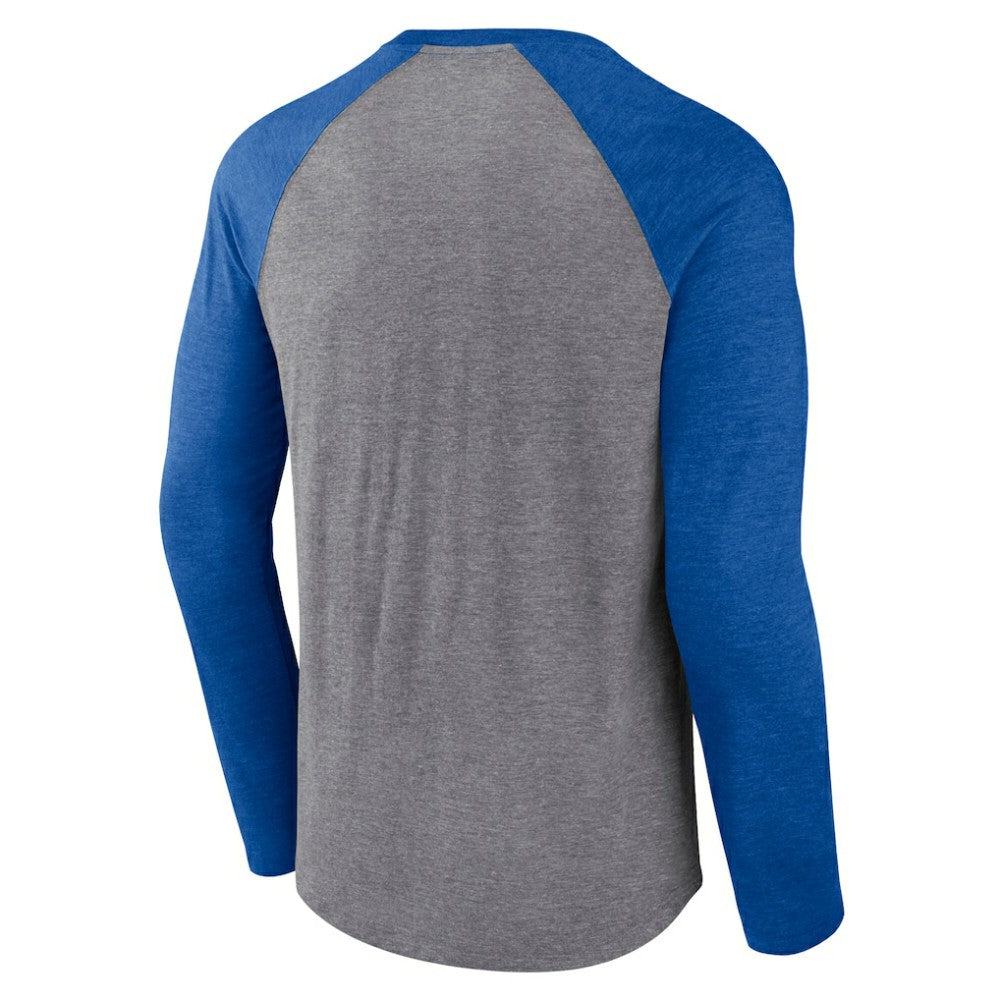 St. Louis Blues Fanatics Goal Crease Raglan Tri-Blend Long Sleeve T-Shirt Sale
