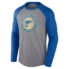 St. Louis Blues Fanatics 2022 NHL Winter Classic Vintage Distressed Raglan Tri-Blend Long Sleeve T-Shirt Online