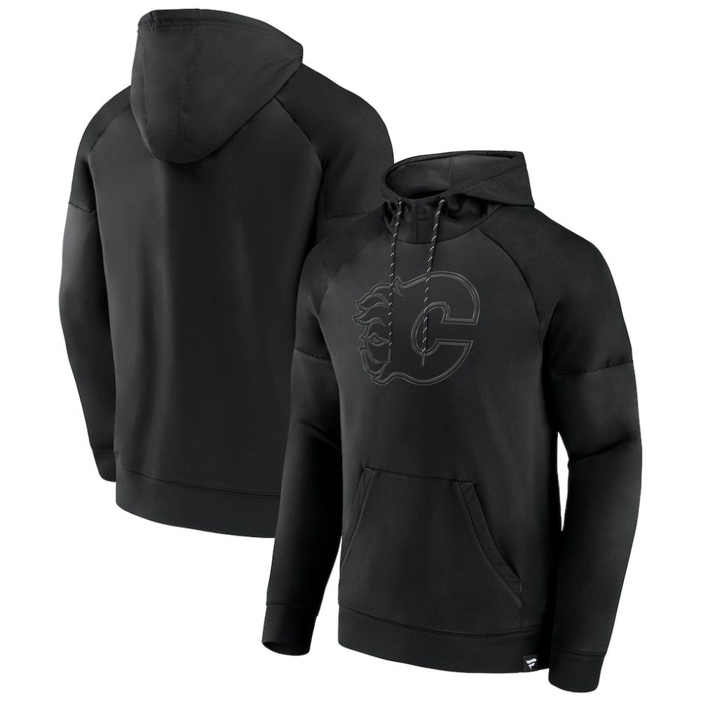 Calgary Flames Fanatics Black Ice Defender Raglan Pullover Hoodie Sale