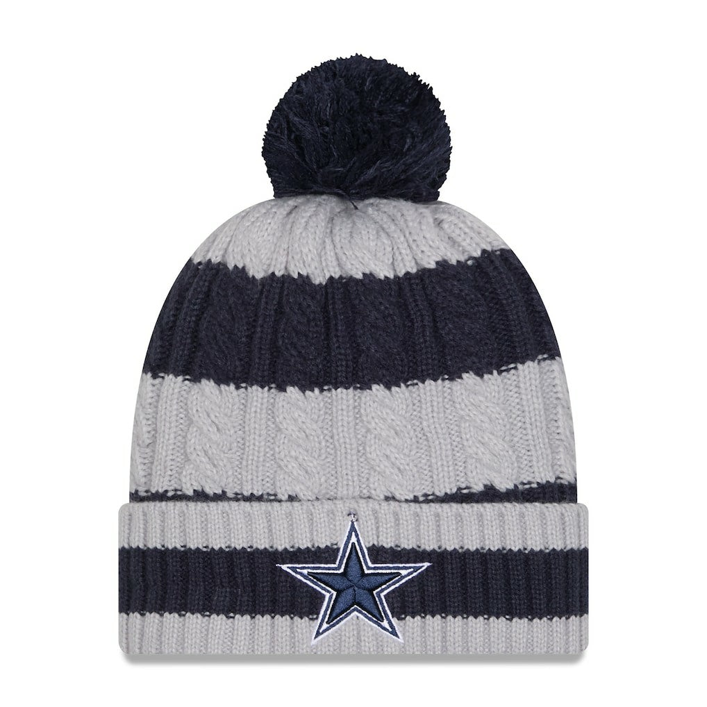Dallas Cowboys New Era Women's Braided Cuffed Knit Hat with Pom