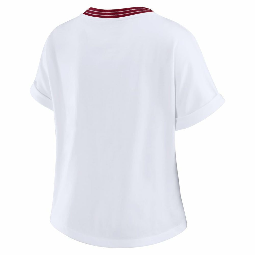 Washington Commanders  WEAR by Erin Andrews Women's Cropped Center Stripe Dolman T-Shirt