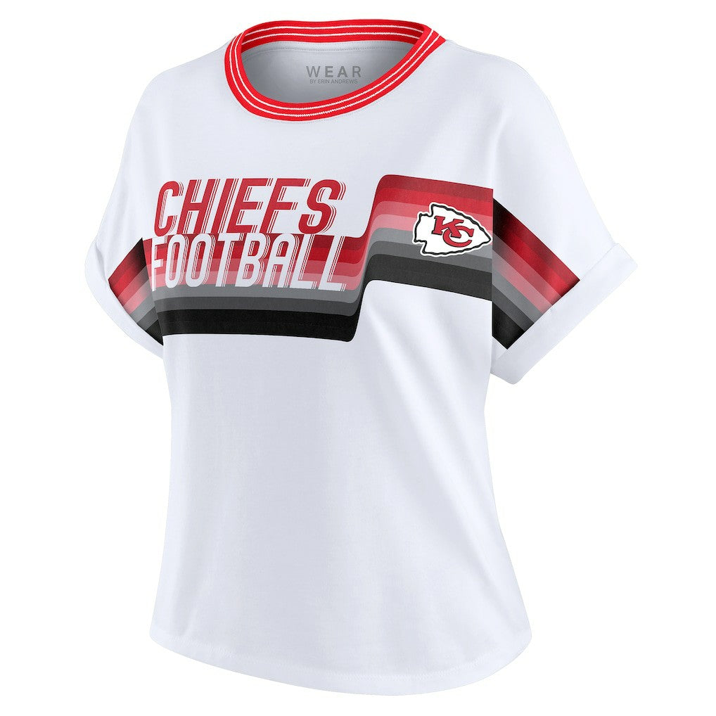 Kansas City Chiefs  WEAR by Erin Andrews Women's Cropped Center Stripe Dolman T-Shirt