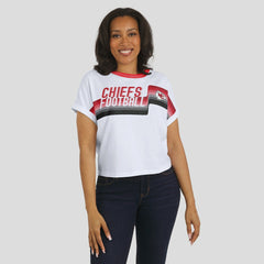 Kansas City Chiefs  WEAR by Erin Andrews Women's Cropped Center Stripe Dolman T-Shirt