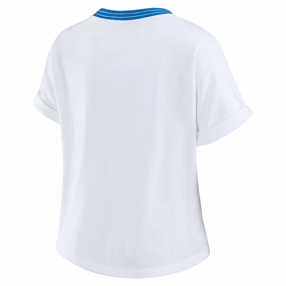 Los Angeles Chargers  WEAR by Erin Andrews Women's Cropped Center Stripe Dolman T-Shirt