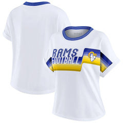 Los Angeles Rams  WEAR by Erin Andrews Women's Cropped Center Stripe Dolman T-Shirt