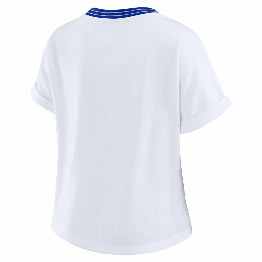 Los Angeles Rams  WEAR by Erin Andrews Women's Cropped Center Stripe Dolman T-Shirt