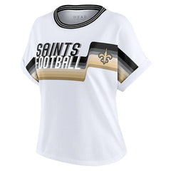 New Orleans Saints  WEAR by Erin Andrews Women's Cropped Center Stripe Dolman T-Shirt