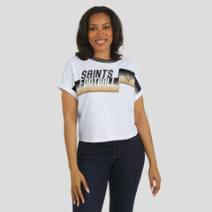 New Orleans Saints  WEAR by Erin Andrews Women's Cropped Center Stripe Dolman T-Shirt