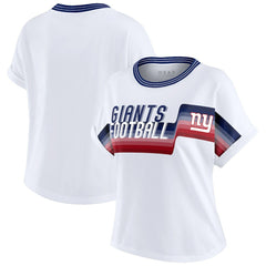 New York Giants  WEAR by Erin Andrews Women's Cropped Center Stripe Dolman T-Shirt
