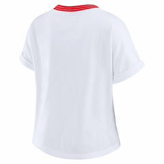 San Francisco 49ers  WEAR by Erin Andrews Women's Cropped Center Stripe Dolman T-Shirt