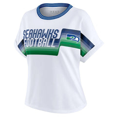 Seattle Seahawks  WEAR by Erin Andrews Women's Cropped Center Stripe Dolman T-Shirt
