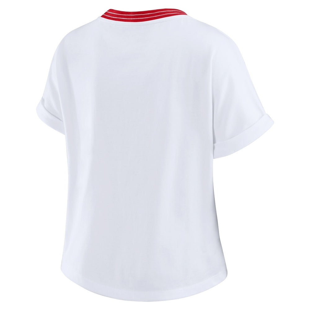 Tampa Bay Buccaneers  WEAR by Erin Andrews Women's Cropped Center Stripe Dolman T-Shirt