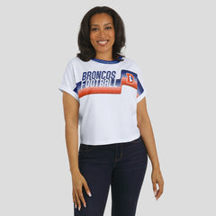 Denver Broncos  WEAR by Erin Andrews Women's Cropped Center Stripe Dolman T-Shirt
