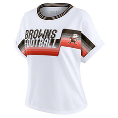 Cleveland Browns  WEAR by Erin Andrews Women's Cropped Center Stripe Dolman T-Shirt