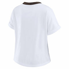 Cleveland Browns  WEAR by Erin Andrews Women's Cropped Center Stripe Dolman T-Shirt