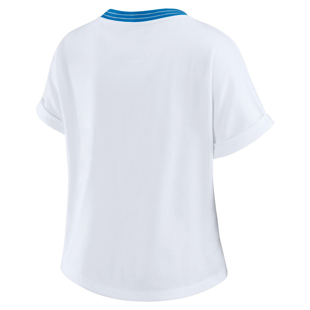 Detroit Lions  WEAR by Erin Andrews Women's Cropped Center Stripe Dolman T-Shirt