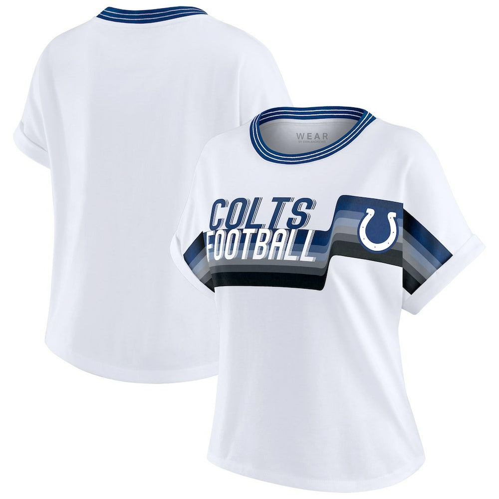 Indianapolis Colts  WEAR by Erin Andrews Women's Cropped Center Stripe Dolman T-Shirt