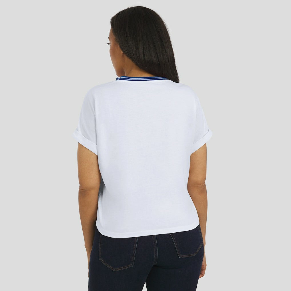 Indianapolis Colts  WEAR by Erin Andrews Women's Cropped Center Stripe Dolman T-Shirt