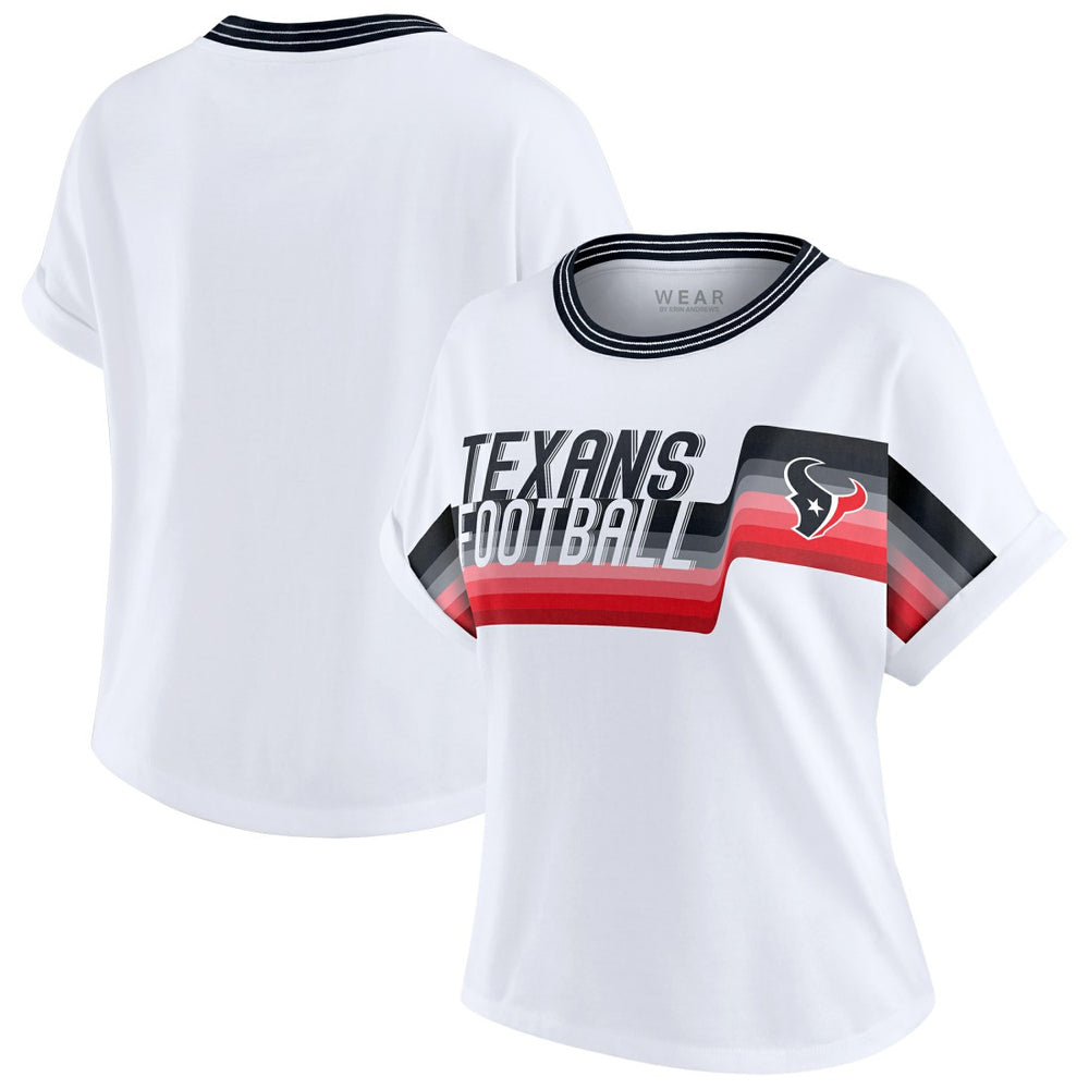 Houston Texans  WEAR by Erin Andrews Women's Cropped Center Stripe Dolman T-Shirt