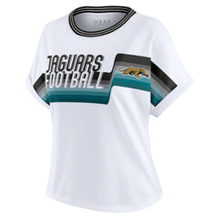 Jacksonville Jaguars  WEAR by Erin Andrews Women's Cropped Center Stripe Dolman T-Shirt