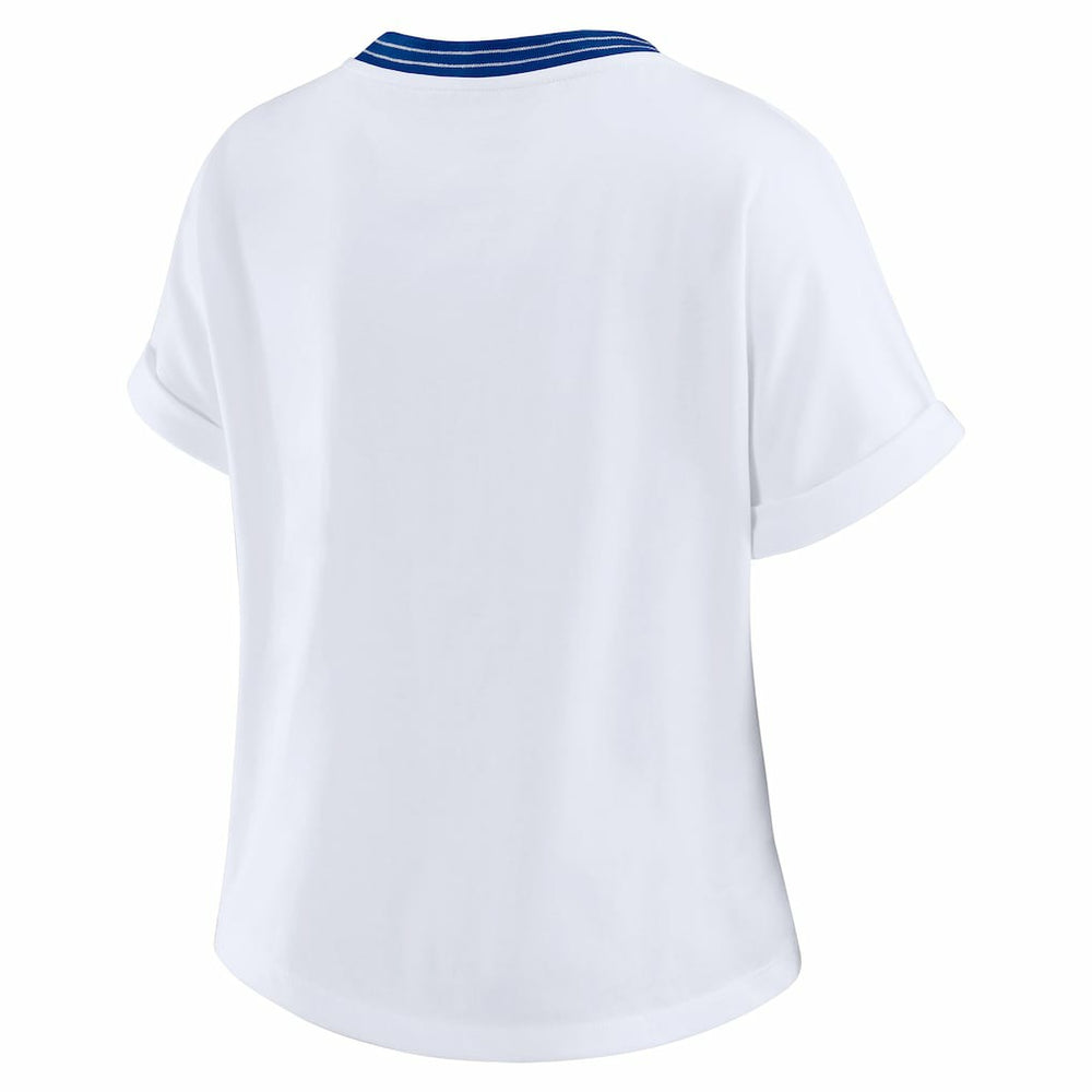 Buffalo Bills  WEAR by Erin Andrews Women's Cropped Center Stripe Dolman T-Shirt