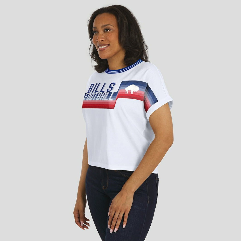 Buffalo Bills  WEAR by Erin Andrews Women's Cropped Center Stripe Dolman T-Shirt