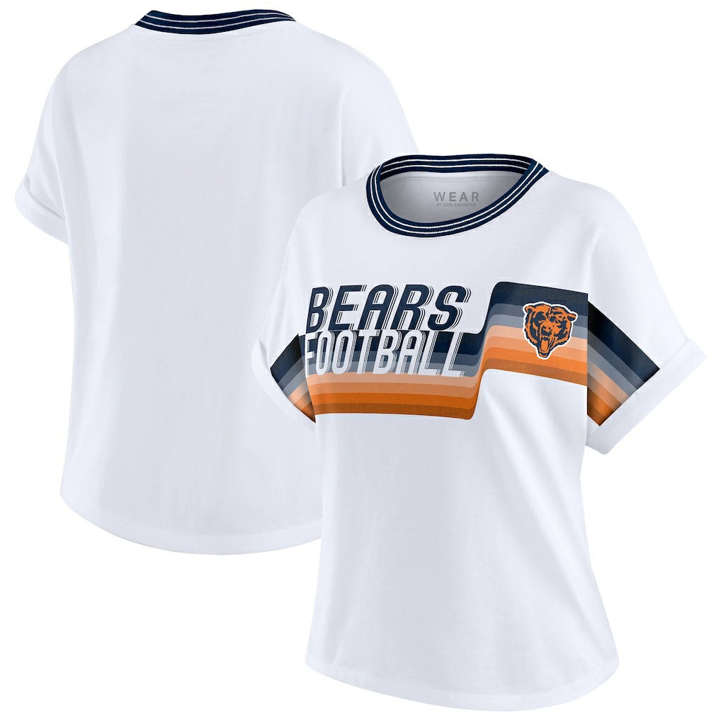 Chicago Bears  WEAR by Erin Andrews Women's Cropped Center Stripe Dolman T-Shirt